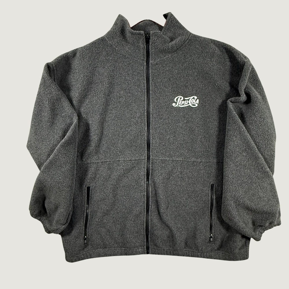 Pepsi Cola UltraClub Iceberg Fleece Jacket Mens‎ 2XL Gray Full Zip Embroidered